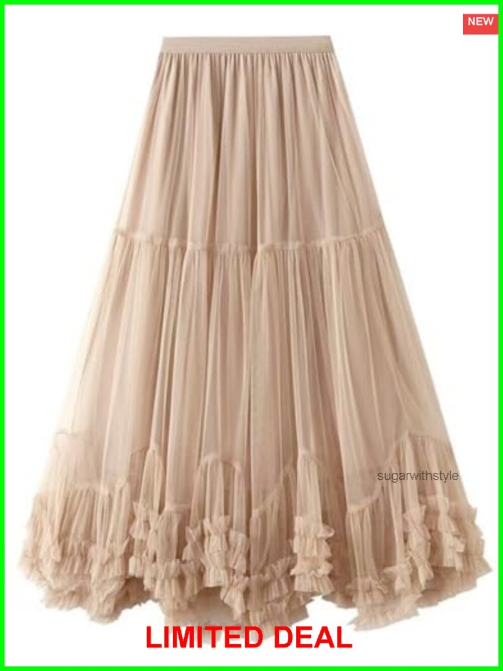 Women's Maxi Tulle Skirt Layered Mesh Tiered Fairy A-Line High Rise